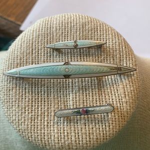 3 Sterling and Enamel bar pins